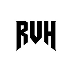 RVH letter logo design for technology company. RVH logo design black and white color combination. RVH logo, RVH vector, RVH design, RVH icon, RVH alphabet. RVH typography logo design.