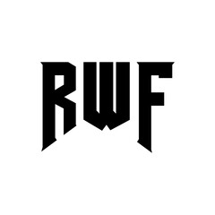 RWF letter logo design for technology company. RWF logo design black and white color combination. RWF logo, RWF vector, RWF design, RWF icon, RWF alphabet. RWF typography logo design.