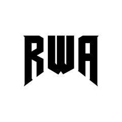 RWA letter logo design for technology company. RWA logo design black and white color combination. RWA logo, RWA vector, RWA design, RWA icon, RWA alphabet. RWA typography logo design.