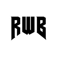 RWB letter logo design for technology company. RWB logo design black and white color combination. RWB logo, RWB vector, RWB design, RWB icon, RWB alphabet. RWB typography logo design.