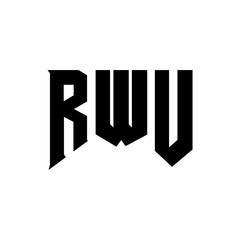RWU letter logo design for technology company. RWU logo design black and white color combination. RWU logo, RWU vector, RWU design, RWU icon, RWU alphabet. RWU typography logo design.