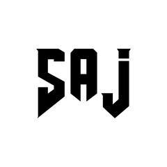 SAJ letter logo design for technology company. SAJ logo design black and white color combination. SAJ logo, SAJ vector, SAJ design, SAJ icon, SAJ alphabet. SAJ typography logo design.