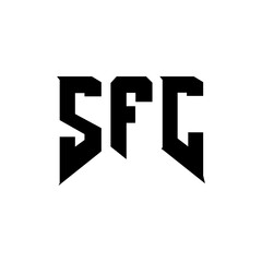 SFC letter logo design for technology company. SFC logo design black and white color combination. SFC logo, SFC vector, SFC design, SFC icon, SFC alphabet. SFC typography logo design.
