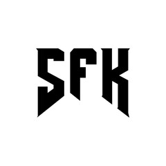 SFK letter logo design for technology company. SFK logo design black and white color combination. SFK logo, SFK vector, SFK design, SFK icon, SFK alphabet. SFK typography logo design.