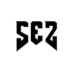 SEZ letter logo design for technology company. SEZ logo design black and white color combination. SEZ logo, SEZ vector, SEZ design, SEZ icon, SEZ alphabet. SEZ typography logo design.