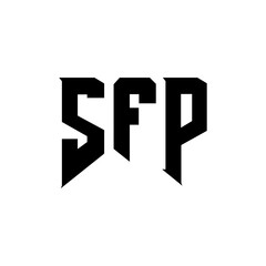 SFP letter logo design for technology company. SFP logo design black and white color combination. SFP logo, SFP vector, SFP design, SFP icon, SFP alphabet. SFP typography logo design.
