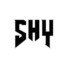 SHY letter logo design for technology company. SHY logo design black and white color combination. SHY logo, SHY vector, SHY design, SHY icon, SHY alphabet. SHY typography logo design.