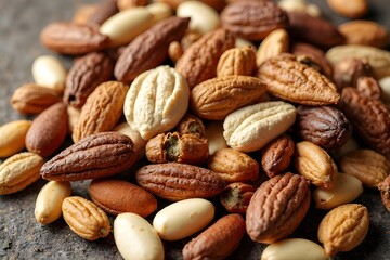 Obraz premium Assorted Mixed Nuts in a Rustic Setting