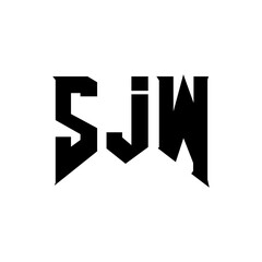 SJW letter logo design for technology company. SJW logo design black and white color combination. SJW logo, SJW vector, SJW design, SJW icon, SJW alphabet. SJW typography logo design.