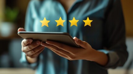 Positive Feedback, Five Stars Rating Review on Tablet