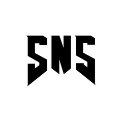 SNS letter logo design for technology company. SNS logo design black and white color combination. SNS logo, SNS vector, SNS design, SNS icon, SNS alphabet. SNS typography logo design.