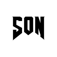 SON letter logo design for technology company. SON logo design black and white color combination. SON logo, SON vector, SON design, SON icon, SON alphabet. SON typography logo design.