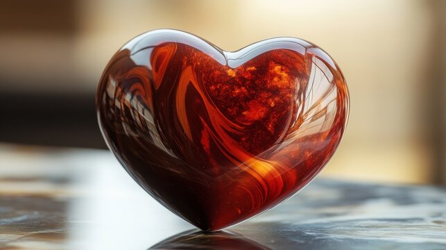 A heart-shaped box of exquisite chocolate, its smooth surface reflecting the light, rests majestically on a transparent canvas, ready to be cherished as a symbol of love and indulgence.