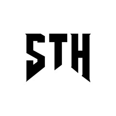 STH letter logo design for technology company. STH logo design black and white color combination. STH logo, STH vector, STH design, STH icon, STH alphabet. STH typography logo design.