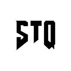 STQ letter logo design for technology company. STQ logo design black and white color combination. STQ logo, STQ vector, STQ design, STQ icon, STQ alphabet. STQ typography logo design.