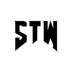 STW letter logo design for technology company. STW logo design black and white color combination. STW logo, STW vector, STW design, STW icon, STW alphabet. STW typography logo design.