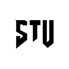 STU letter logo design for technology company. STU logo design black and white color combination. STU logo, STU vector, STU design, STU icon, STU alphabet. STU typography logo design.