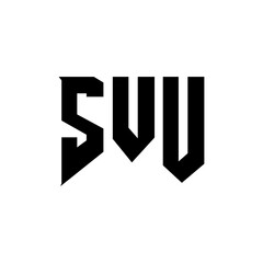 SVU letter logo design for technology company. SVU logo design black and white color combination. SVU logo, SVU vector, SVU design, SVU icon, SVU alphabet. SVU typography logo design.