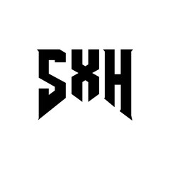 SXH letter logo design for technology company. SXH logo design black and white color combination. SXH logo, SXH vector, SXH design, SXH icon, SXH alphabet. SXH typography logo design.