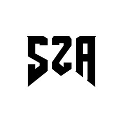 Obraz premium SZA letter logo design for technology company. SZA logo design black and white color combination. SZA logo, SZA vector, SZA design, SZA icon, SZA alphabet. SZA typography logo design.