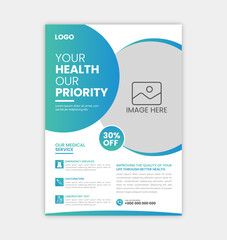 Corporate healthcare and medical flyer template design.