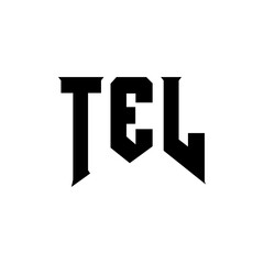 TEL letter logo design for technology company. TEL logo design black and white color combination. TEL logo, TEL vector, TEL design, TEL icon, TEL alphabet. TEL typography logo design.