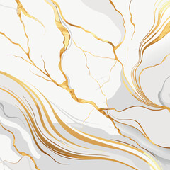 Luxurious white marble with elegant gold veins, glossy texture, organic fluid patterns, and subtle gold speckles, vector marble texture.