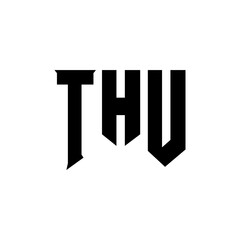 THU letter logo design for technology company. THU logo design black and white color combination. THU logo, THU vector, THU design, THU icon, THU alphabet. THU typography logo design.