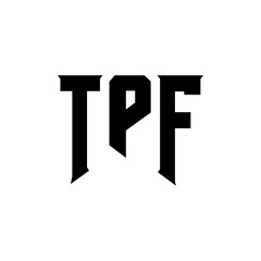 Obraz premium TPF letter logo design for technology company. TPF logo design black and white color combination. TPF logo, TPF vector, TPF design, TPF icon, TPF alphabet. TPF typography logo design.