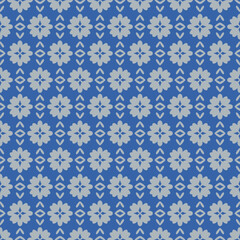 Blue and White Floral Seamless Pattern for Textile Print on Fabric