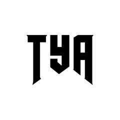 TYA letter logo design for technology company. TYA logo design black and white color combination. TYA logo, TYA vector, TYA design, TYA icon, TYA alphabet. TYA typography logo design.