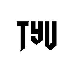TYU letter logo design for technology company. TYU logo design black and white color combination. TYU logo, TYU vector, TYU design, TYU icon, TYU alphabet. TYU typography logo design.