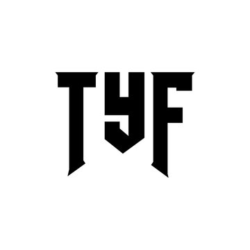 TYF letter logo design for technology company. TYF logo design black and white color combination. TYF logo, TYF vector, TYF design, TYF icon, TYF alphabet. TYF typography logo design.