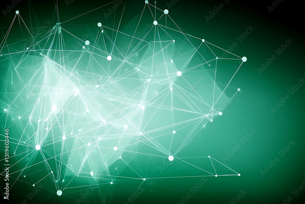 Aufkleber intricate digital network representation on a serene emerald backdrop
