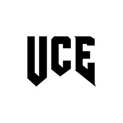 UCE letter logo design for technology company. UCE logo design black and white color combination. UCE logo, UCE vector, UCE design, UCE icon, UCE alphabet. UCE typography logo design.
