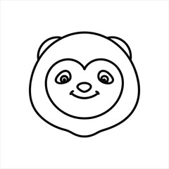 Calm Sloth Cartoon Drawing Modern Line Art Logo