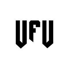 UFU letter logo design for technology company. UFU logo design black and white color combination. UFU logo, UFU vector, UFU design, UFU icon, UFU alphabet. UFU typography logo design.
