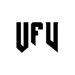 UFV letter logo design for technology company. UFV logo design black and white color combination. UFV logo, UFV vector, UFV design, UFV icon, UFV alphabet. UFV typography logo design.