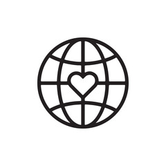 A globe with a small heart at its center, symbolizes love and care for the planet. It represents environmental awareness, sustainability, and responsibility to protect Earth for future generations.