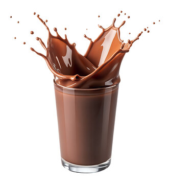 chocolate splash in glass isolated on transparent background Remove png, Clipping Path