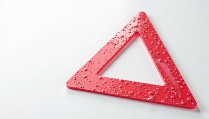 Red triangle warning symbol on white background, close-up view, mark, isolated