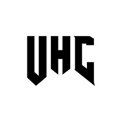 UHC letter logo design for technology company. UHC logo design black and white color combination. UHC logo, UHC vector, UHC design, UHC icon, UHC alphabet. UHC typography logo design.