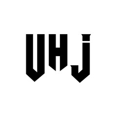 UHJ letter logo design for technology company. UHJ logo design black and white color combination. UHJ logo, UHJ vector, UHJ design, UHJ icon, UHJ alphabet. UHJ typography logo design.