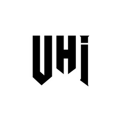 UHI letter logo design for technology company. UHI logo design black and white color combination. UHI logo, UHI vector, UHI design, UHI icon, UHI alphabet. UHI typography logo design.