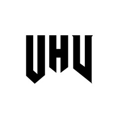 UHV letter logo design for technology company. UHV logo design black and white color combination. UHV logo, UHV vector, UHV design, UHV icon, UHV alphabet. UHV typography logo design.