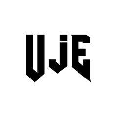 UJE letter logo design for technology company. UJE logo design black and white color combination. UJE logo, UJE vector, UJE design, UJE icon, UJE alphabet. UJE typography logo design.