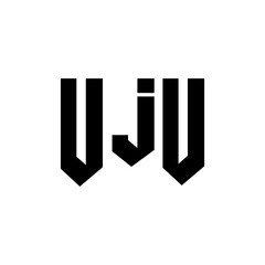 UJU letter logo design for technology company. UJU logo design black and white color combination. UJU logo, UJU vector, UJU design, UJU icon, UJU alphabet. UJU typography logo design.