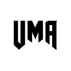 UMA letter logo design for technology company. UMA logo design black and white color combination. UMA logo, UMA vector, UMA design, UMA icon, UMA alphabet. UMA typography logo design.
