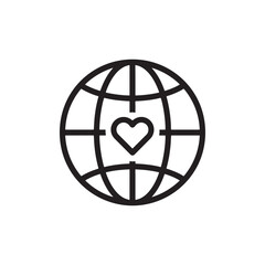 A globe with a small heart at its center, symbolizes love and care for the planet. It represents environmental awareness, sustainability, and responsibility to protect Earth for future generations.