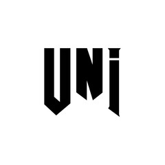 UNI letter logo design for technology company. UNI logo design black and white color combination. UNI logo, UNI vector, UNI design, UNI icon, UNI alphabet. UNI typography logo design.